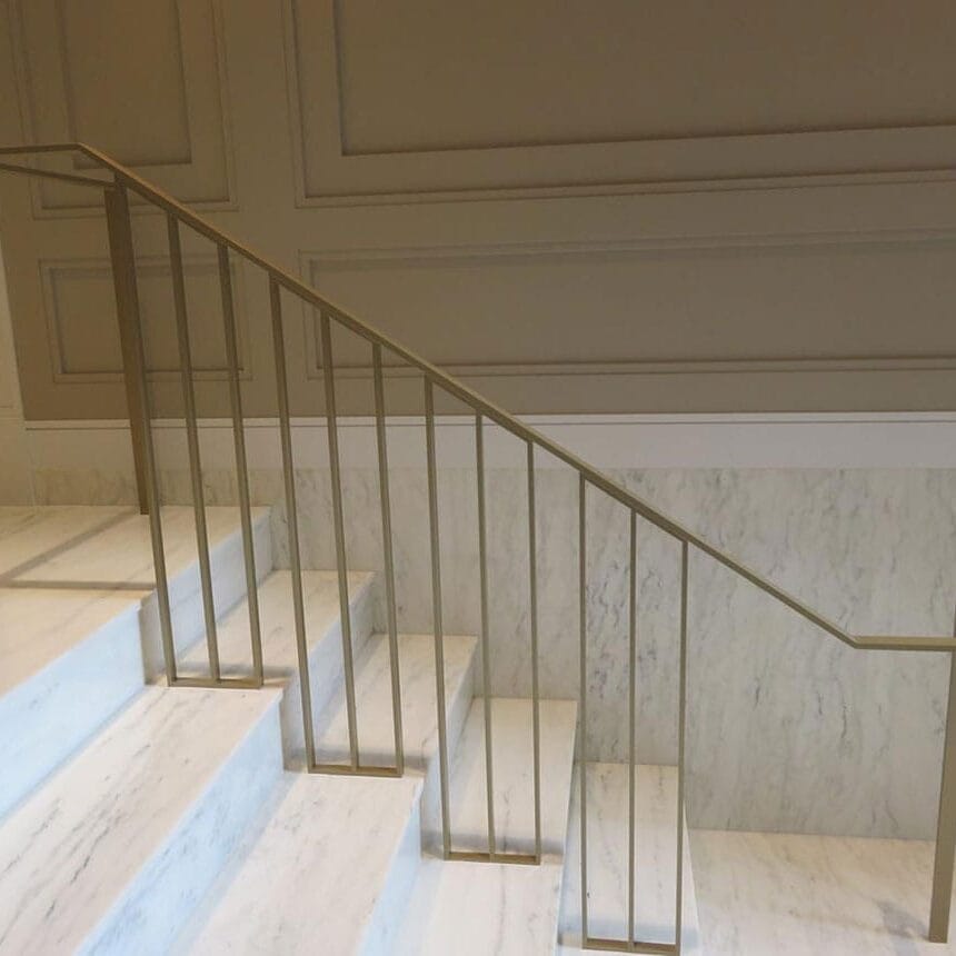 steel and marble stairway